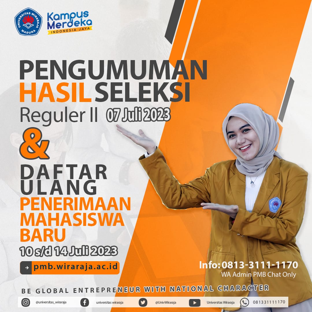 PENGUMUMAN HASIL SELEKSI PENERIMAAN MAHASISWA BARU REGULER II TAHUN 2023