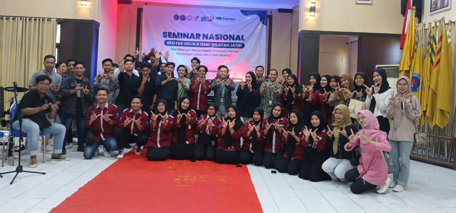 Seminar Nasional: BEM FEB Unija dan ISMEI Wilayah Jatim Bahas Literasi Keuangan untuk Generasi Z dan Milenial